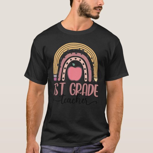 T-shirt Leopard Boho Rainbow, enseignant de 1ère année (Devant)