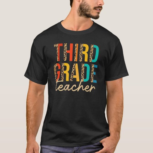 T-shirt Leopard & Boho Troisième Enseignant De 3E Année Re (Devant)