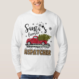 T-shirt Léopard Buffalo Plaid Père Noël Dispatcher Favori