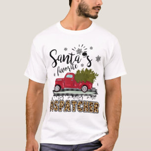 T-shirt Léopard Buffalo Plaid Père Noël Dispatcher Favori