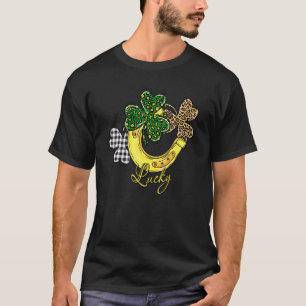 T-shirt Leopard&buffalo Plaid Shamrock Golden Horseshoe Lu