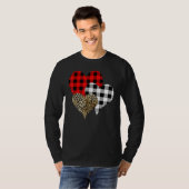 T-shirt Leopard Buffalo Red Black Plaid Heart Funny Valent (Devant entier)