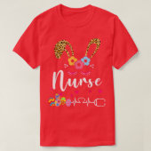 T-shirt Leopard Bunny Nurse Joyeux Pâques (Design devant)