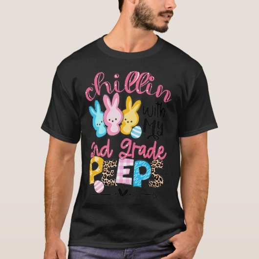 T-shirt Leopard Chillin Avec Mon Enseignant Bunnies 2e Cla (Devant)