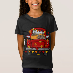 T-Shirt Leopard Citrouille Camion d'Érable feuilles Bonjou