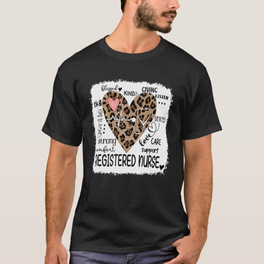 T-shirt Léopard Coeur Infirmière inscrite Rn (Devant)