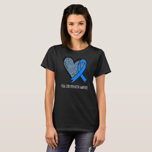 T-shirt Léopard Coeur Vocal Cord Dysfonction Sensibilisati (Devant entier)