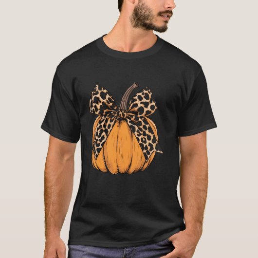 T-shirt Léopard Coquette Bow saison Citrouille Hallowe Éff (Devant)