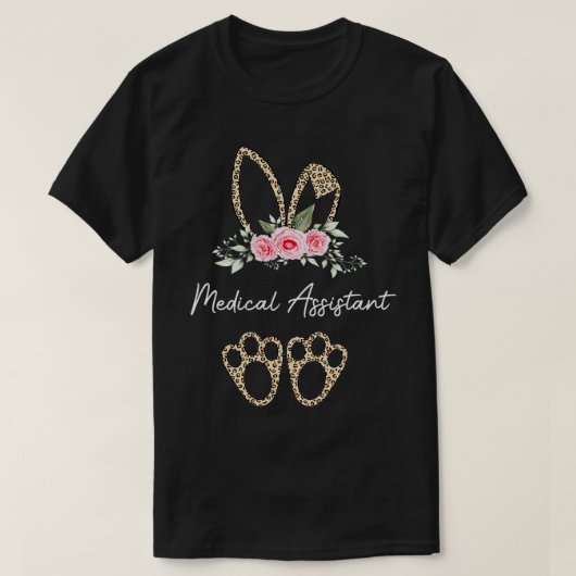 T-shirt Leopard Easter Bunny Assistant Médicale Happy East (Design devant)