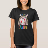 T-shirt Leopard Easter Rainbow Bunny Rabbit Trio mignonne (Devant)