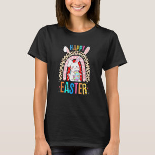 T-shirt Leopard Easter Rainbow Bunny Rabbit Trio mignonne 