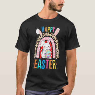 T-shirt Leopard Easter Rainbow Bunny Rabbit Trio mignonne 