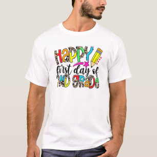 T-shirt Leopard Enseignant Heureux Premier Jour De Retour