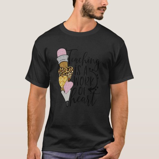 T-shirt Leopard Enseignant Valentines Journée Enseignement (Devant)