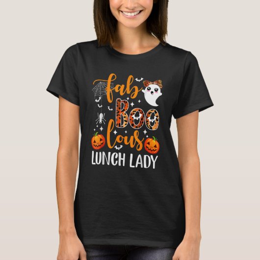 T-shirt Leopard Fab Boo Lous Lunch Lady Équipe Enseignant  (Devant)
