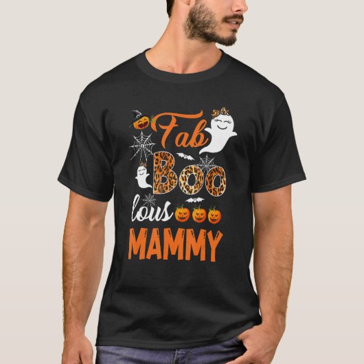 T-shirt Leopard Fab Boo Lous Mammy Éffrayant Halloween Cos (Devant)