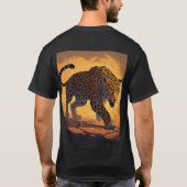 T-shirt Léopard Féroce Errant au Coucher du Soleil (Dos)