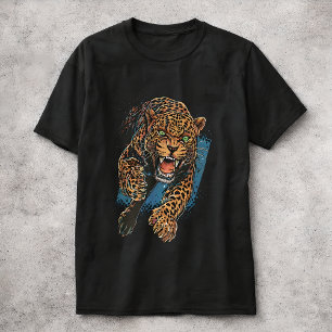 T-shirt Léopard féroce, grand félin, art animalier faune