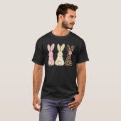 T-shirt Leopard Floral Lapin de Pâques Trois lapins Joyeux (Devant entier)