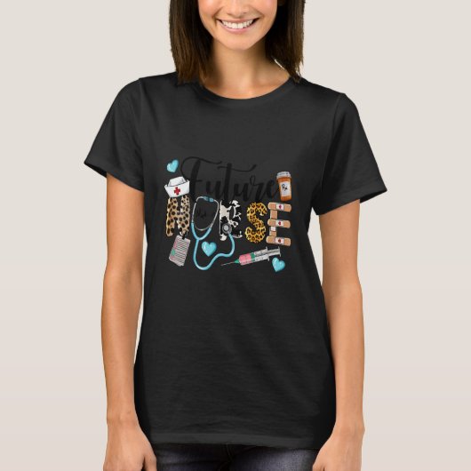 T-shirt Leopard Future Nurse Nursing Student School (Devant)