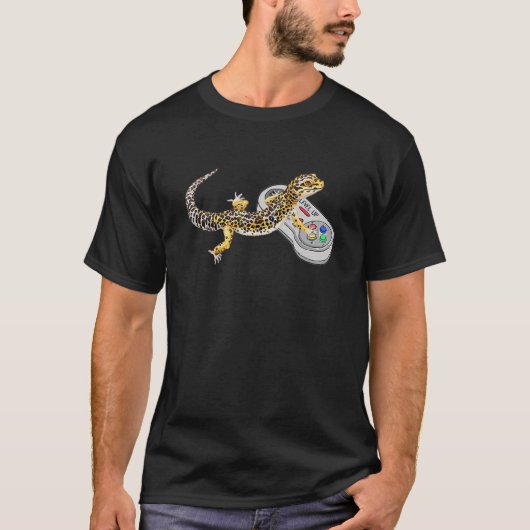 T-shirt Leopard Gecko Playing Video Game Lizard & Reptiles (Devant)