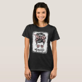 T-shirt Leopard Gigi Life mignonne Messy Bun Fille Fête de (Devant entier)