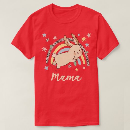 T-shirt Leopard Graphic Rainbow Bunny Mama (Design devant)
