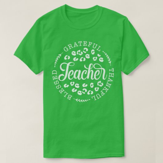 T-shirt Leopard Grateful Merci béni professeur Thanksgi (Design devant)