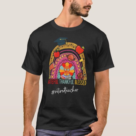T-shirt Leopard Grateful Merci Professeur retraité Rainbow (Devant)