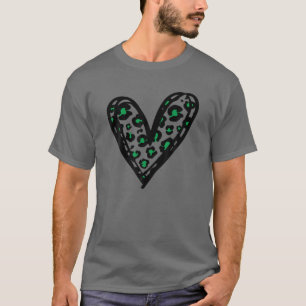 T-shirt Leopard Green Heart St Patrick Day Femmes Irish Ho