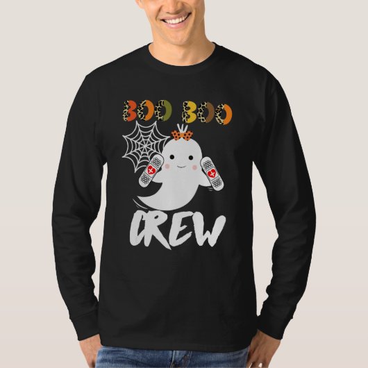 T-shirt Leopard Halloween Boo Boo Crew Ghost Nurse  Rn Nur (Devant)