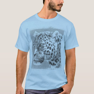 T-shirt Leopard Head Modèle moderne Mens Bleu clair