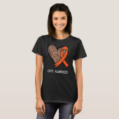 T-shirt Leopard Heart COPD Awareness Orange Ribbon (Devant entier)