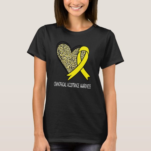 T-shirt Leopard Heart Craniofacial Acceptance Awareness Ye (Devant)
