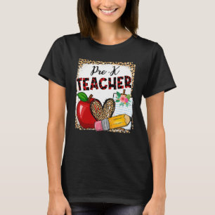 T-shirt Leopard Heart Pré K Enseignant Retour À L'École