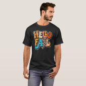 T-shirt Leopard Hello Fall Fun Citrouille Patch Automne Au (Devant entier)