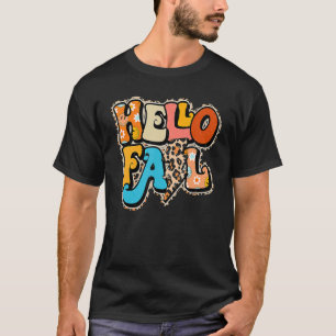 T-shirt Leopard Hello Fall Fun Citrouille Patch Automne Au