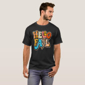 T-shirt Leopard Hello Fall Fun Citrouille Patch Automne Au (Devant entier)