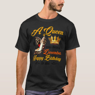 T-shirt Leopard High Heels Queen Est Né Décembre Girl Bi