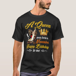 T-shirt Leopard High Heels Queen Est Né Novembre Girl Bi