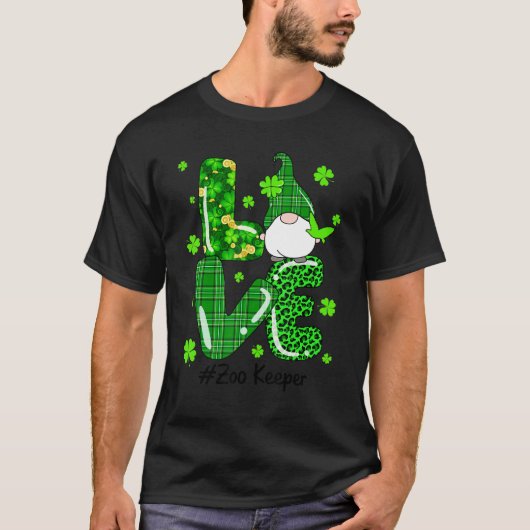 T-shirt Leopard Irish Green Plaid Zoo Keeper Gnome St Part (Devant)