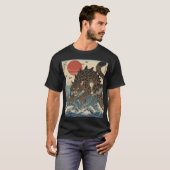 T-shirt Leopard Kaiju Ukiyo-e Wave (Devant entier)