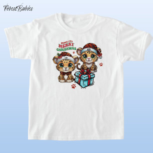 T-shirt Leopard Kitty Meowy Little Joyeux Noël 🐾 🐆 🐈