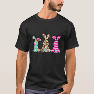 T-shirt Leopard Lapin de Pâques Trio Drôle Joyeux Goût