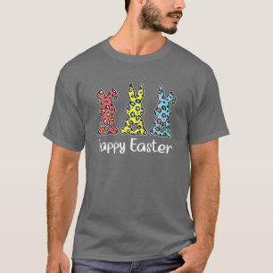 T-shirt Leopard Lapin de Pâques Trio Mignonne Jour de Pâqu