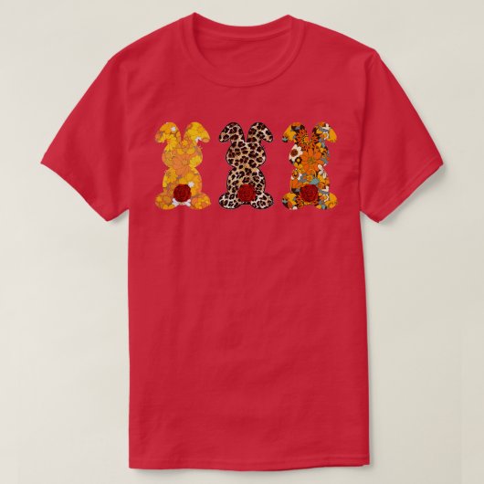 T-shirt Leopard Lapin de Pâques Trio Mignonne Pâques (Design devant)