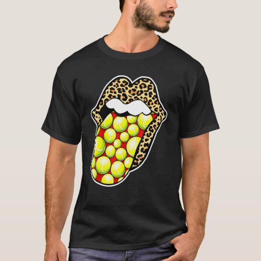 T-shirt Leopard Lips Tennis Tongue Sticking Out (Devant)