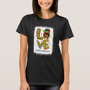T-shirt Léopard Love 1st Grade Teacher Messy Bun Juneteent