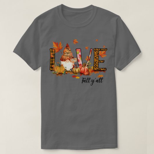 T-shirt Leopard Love Fall Y'all Funny Autumn Pumpkin Fall (Design devant)