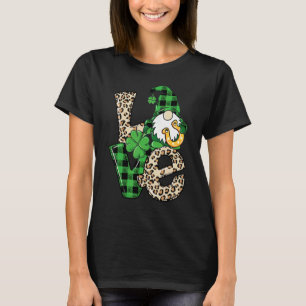 T-shirt Leopard Love Gnome Lucky Shamrock St Patrick's Day